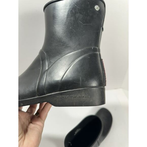 Sperry Top Sider Rain Boot Black Rubber Boots Size 11 M Women’s Waterproof - Picture 7 of 9